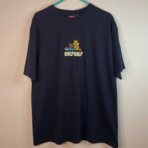 Garfield x Factorie HALFHALF Embroidered Navy Blue T-Shirt - Rare 2024 Collab L
